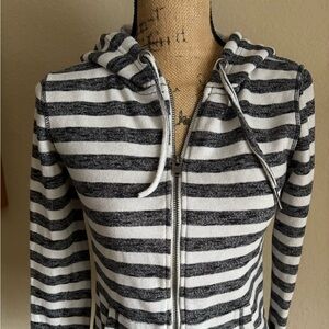 Roxy Charcoal and White Striped Zip-Up Hoodie